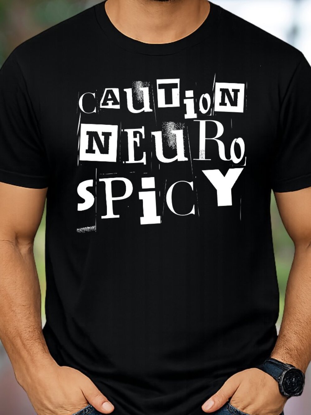 "Caution: Neuro Spicy" Classic Black Tee - Picture 1 of 1